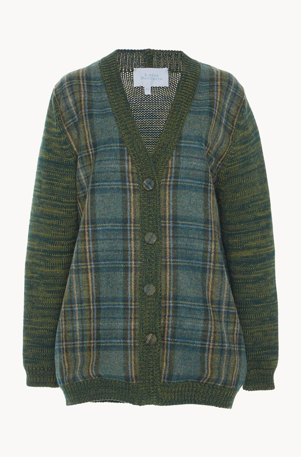 Cardigan in Heather con Pannelli a Quadri