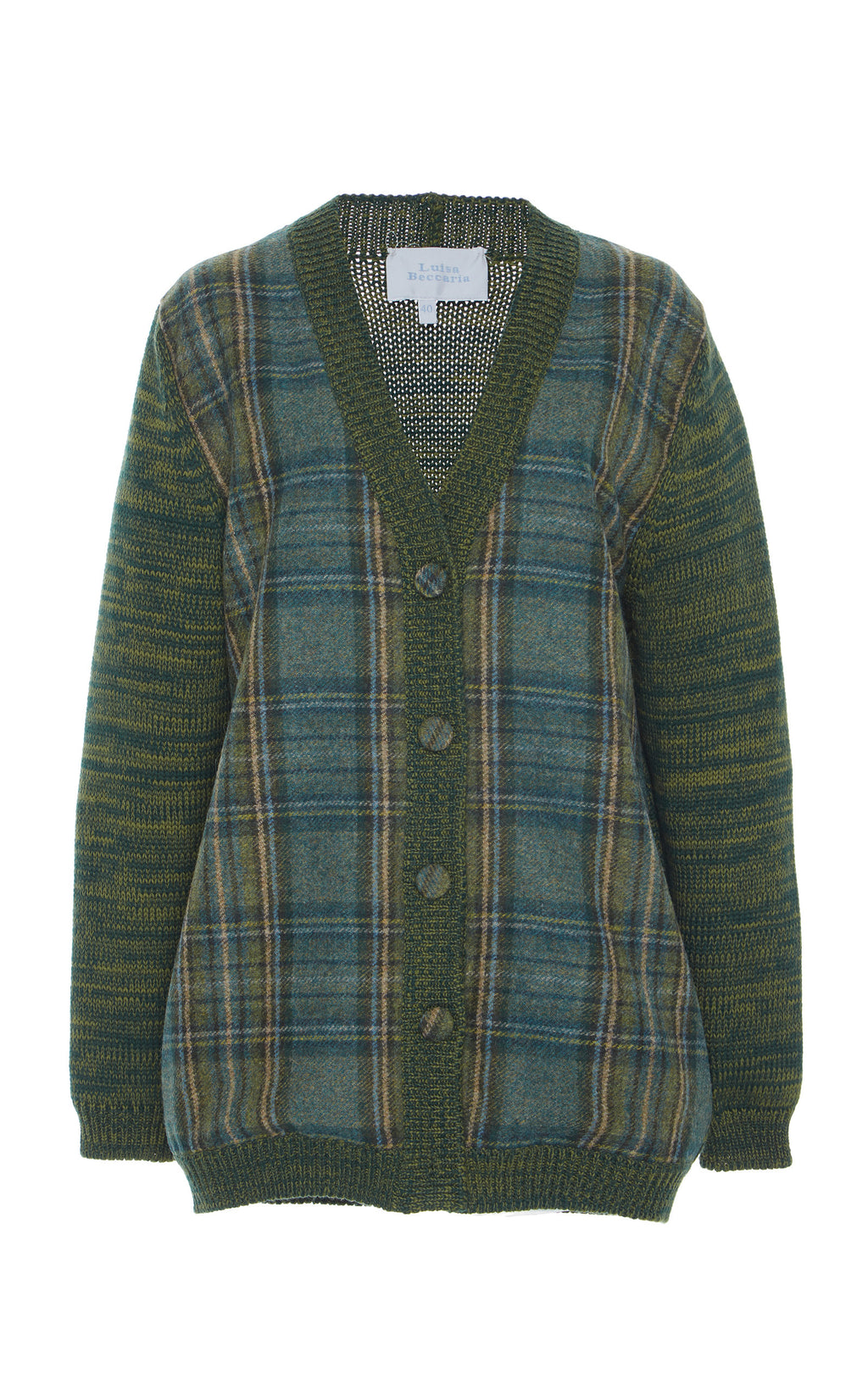 Cardigan in Heather con Pannelli a Quadri