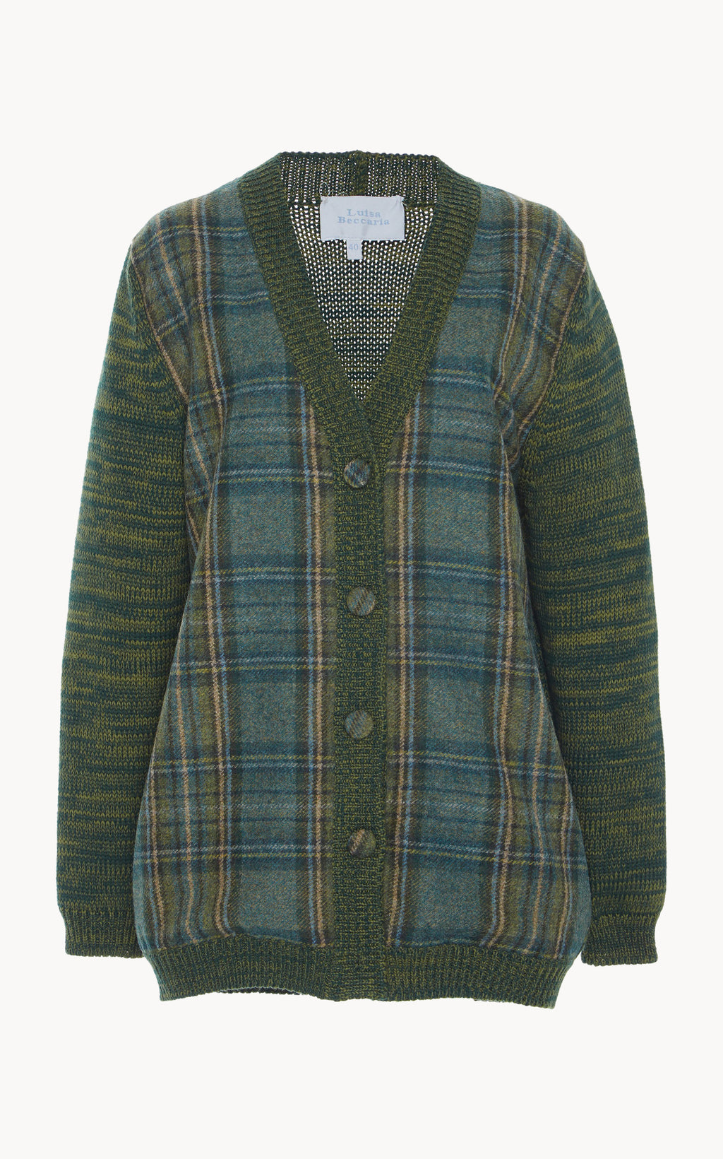Cardigan in Heather con Pannelli a Quadri