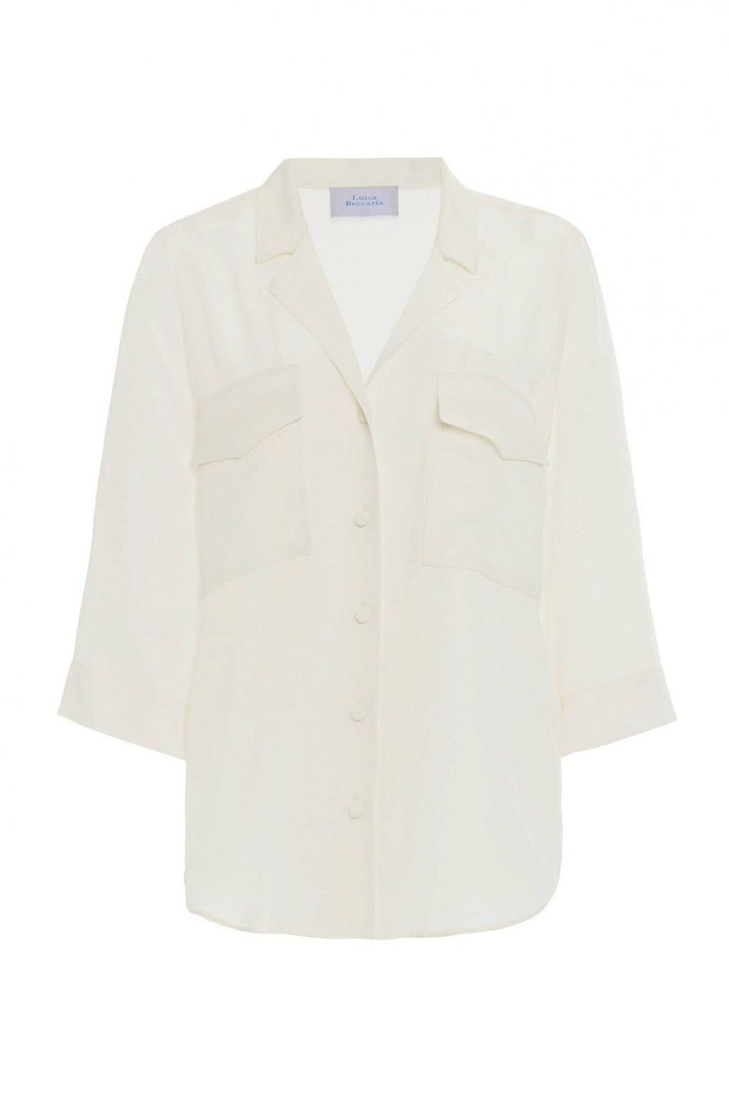 Top in crepe con tasche applicate