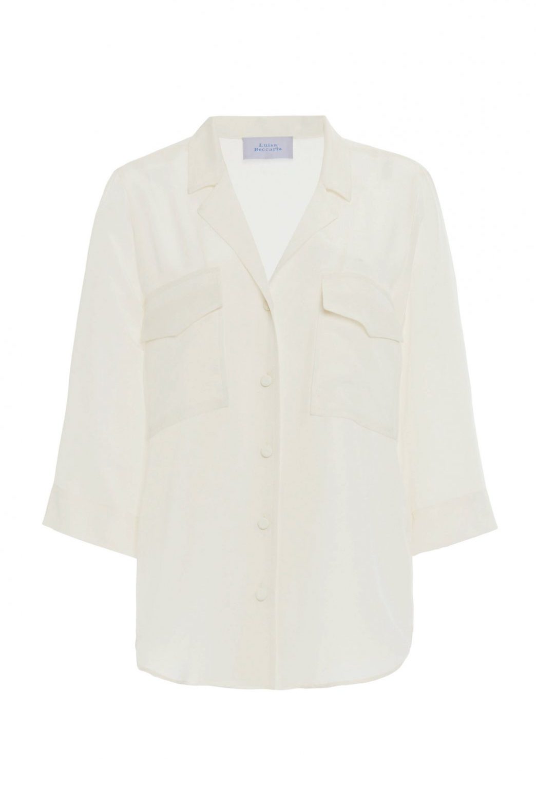 Top in crepe con tasche applicate
