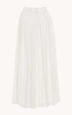 Pleated Linen-Blend Midi Skirt