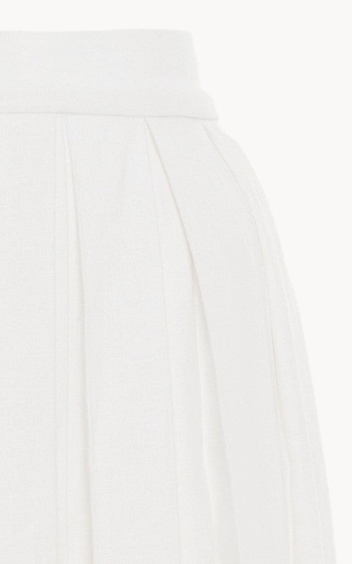 Pleated Linen-Blend Midi Skirt