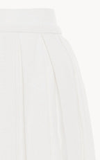 Pleated Linen-Blend Midi Skirt