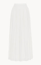 Pleated Linen-Blend Midi Skirt