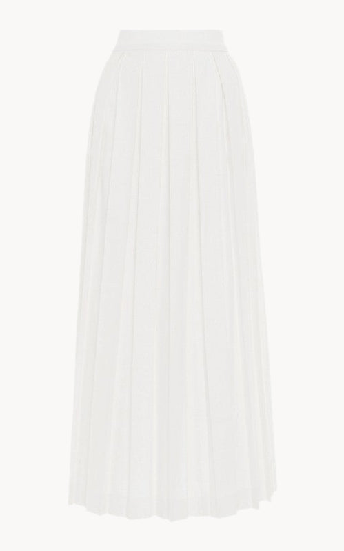 Pleated Linen-Blend Midi Skirt