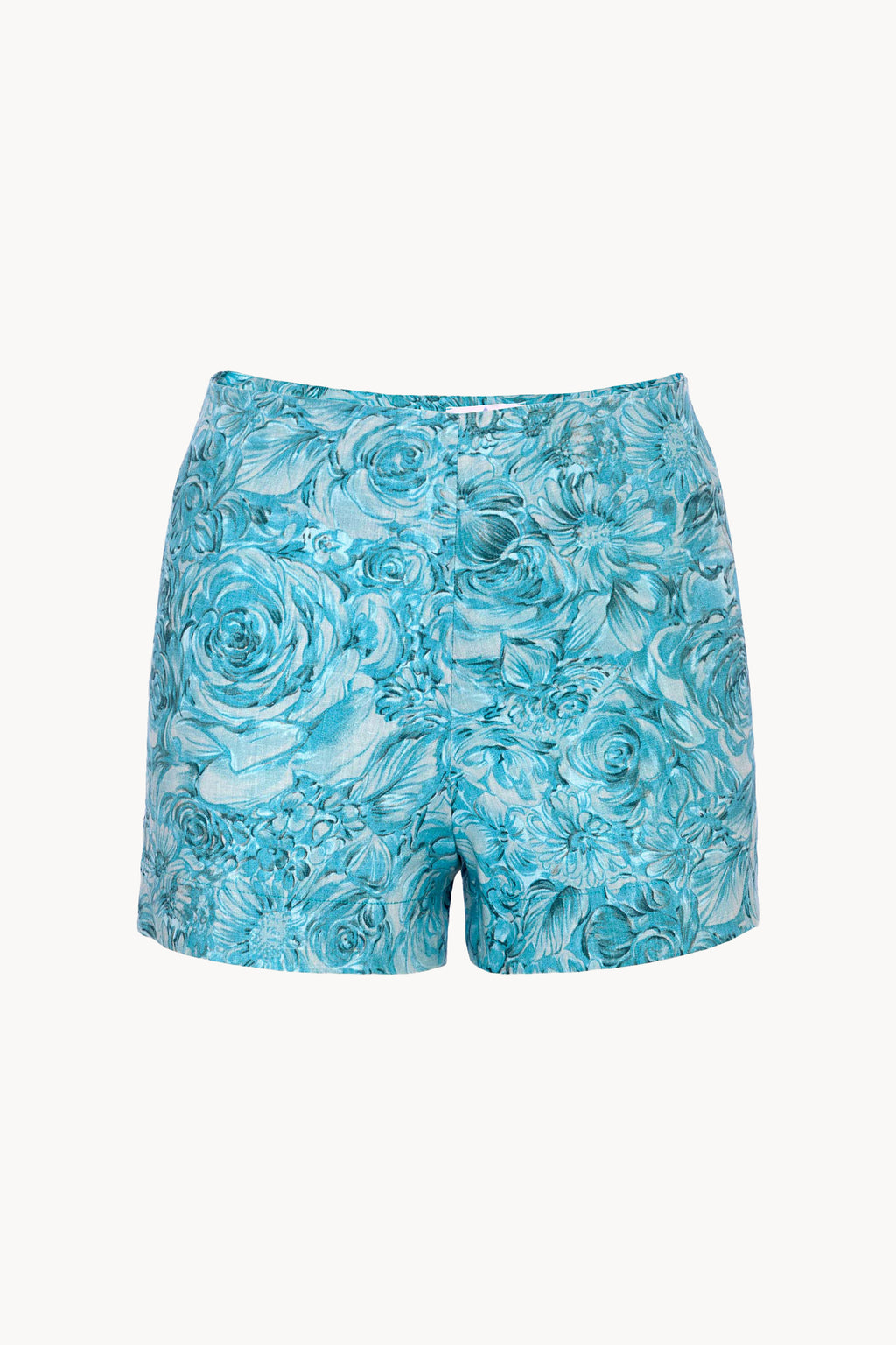 Pantaloncini in lino con stampa rose