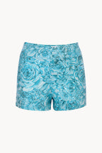 Pantaloncini in lino con stampa rose