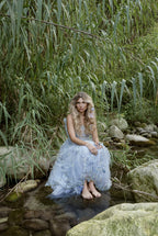 Embroidered Tulle Midi  Dress