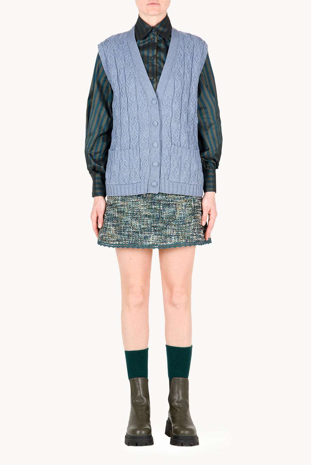 Wool twisted Vest Blue