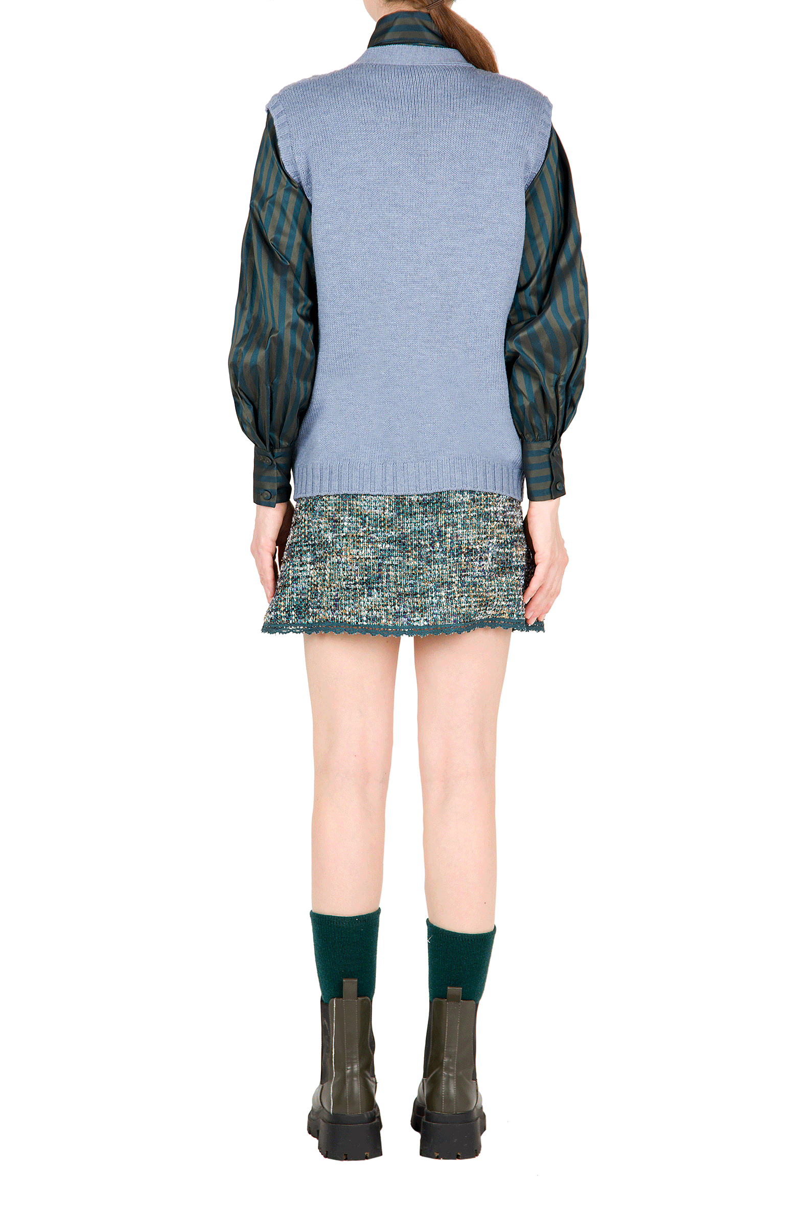 Gilet in lana intrecciata blu
