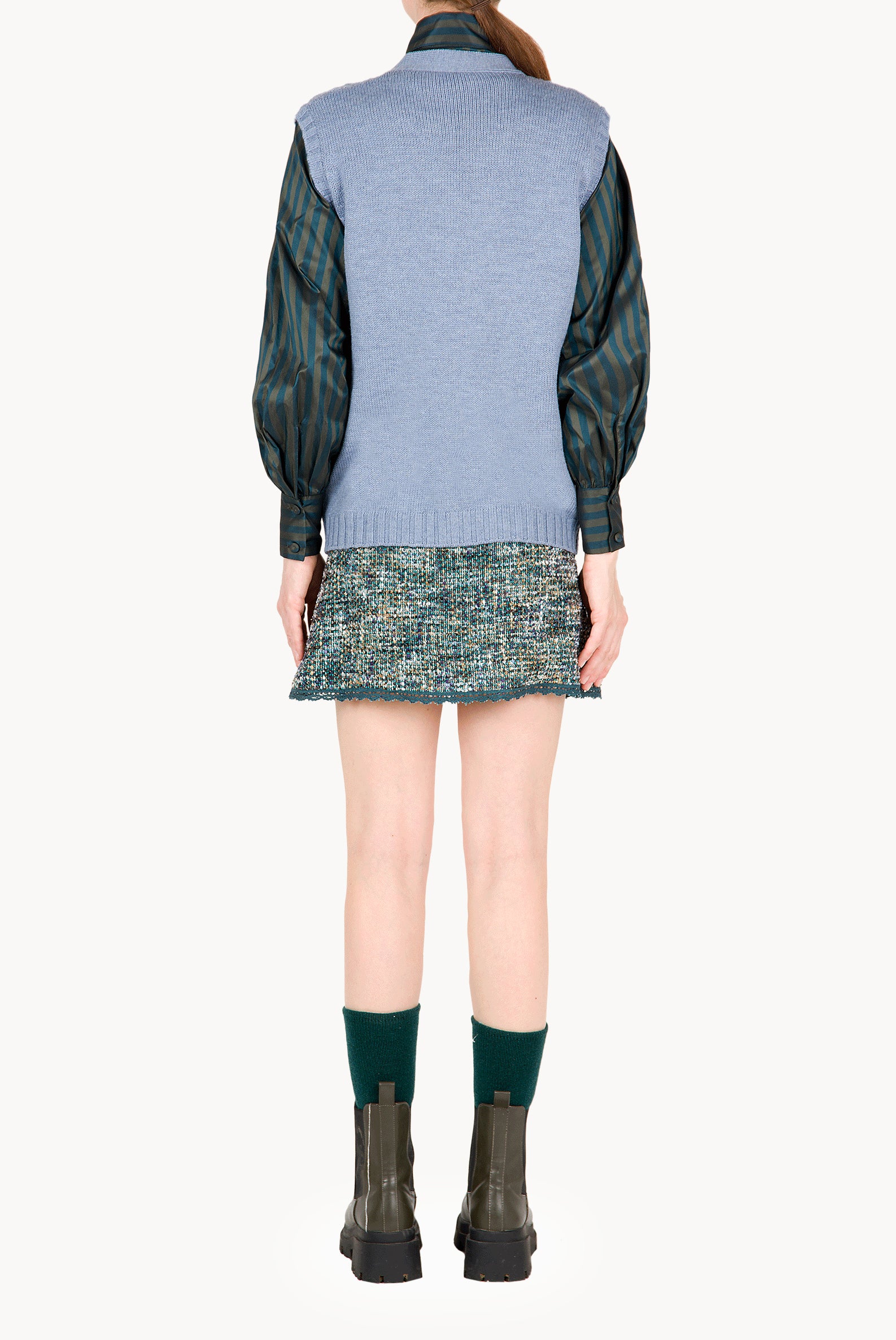 Wool twisted Vest Blue