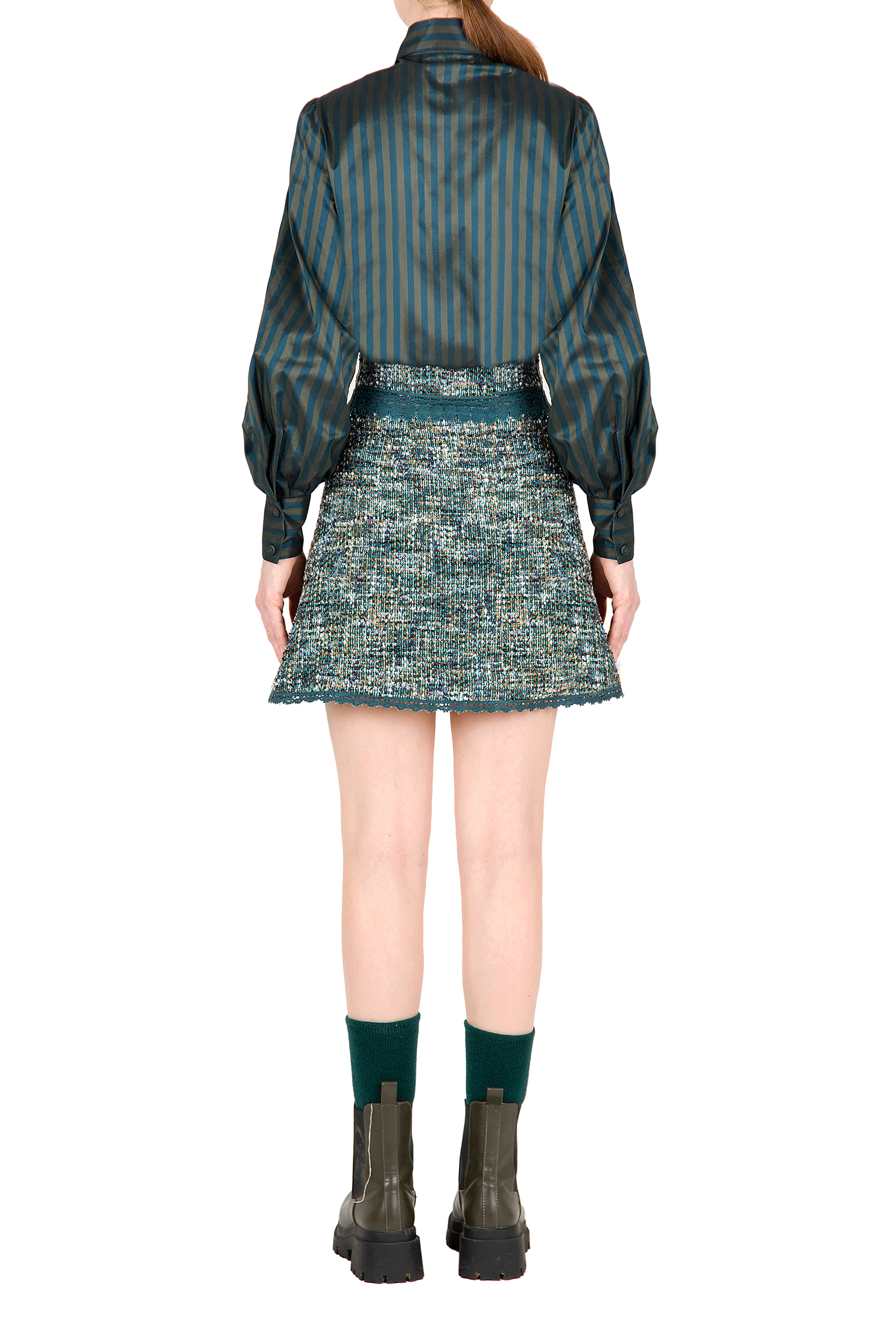 Minigonna in tweed con pizzo