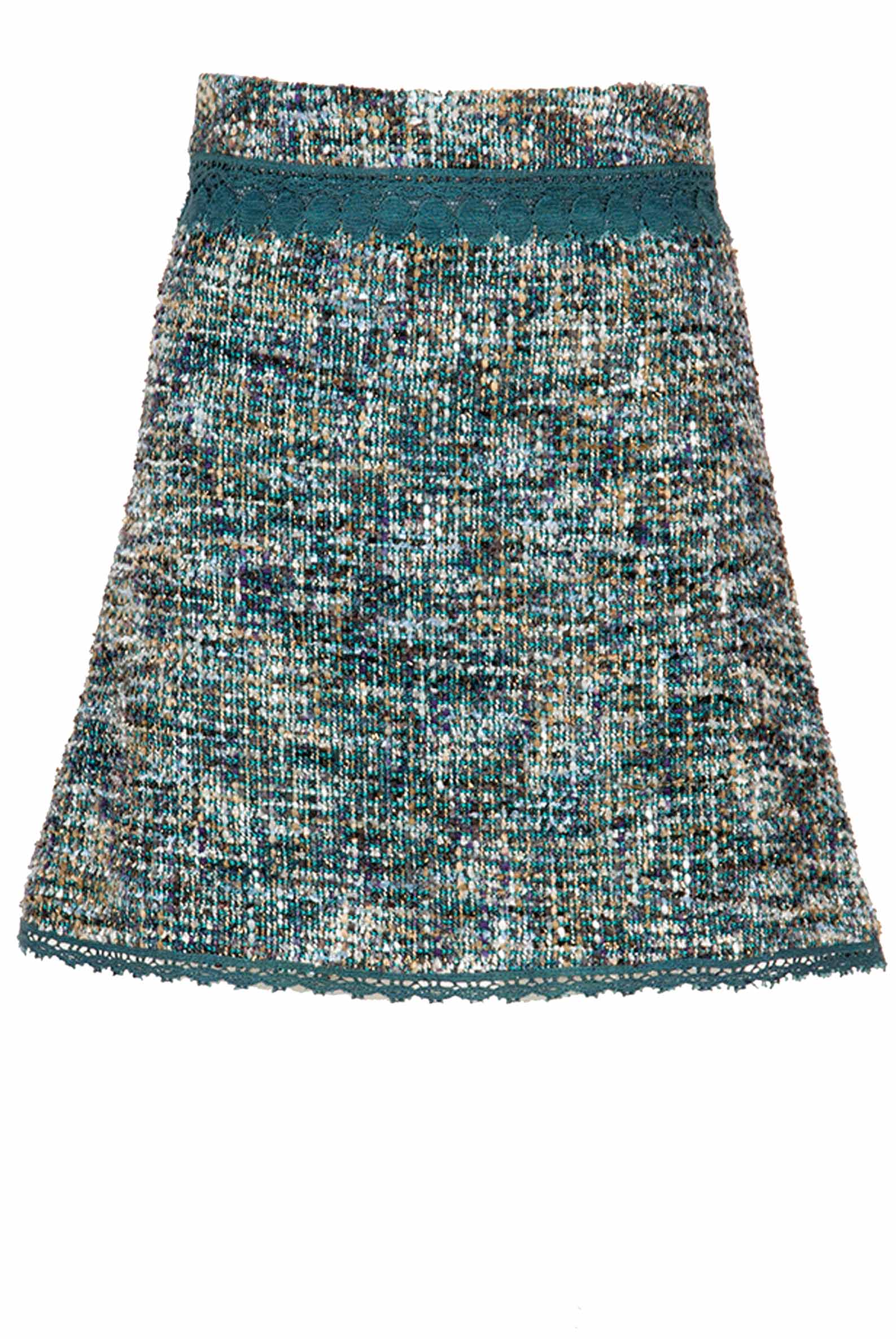 Minigonna in tweed con pizzo