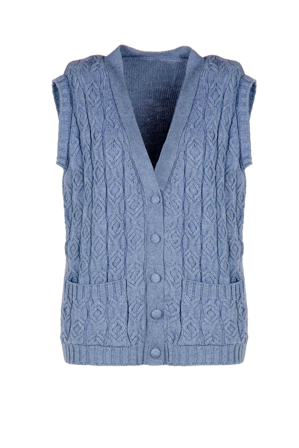 Gilet in lana intrecciata blu