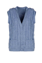 Gilet in lana intrecciata blu