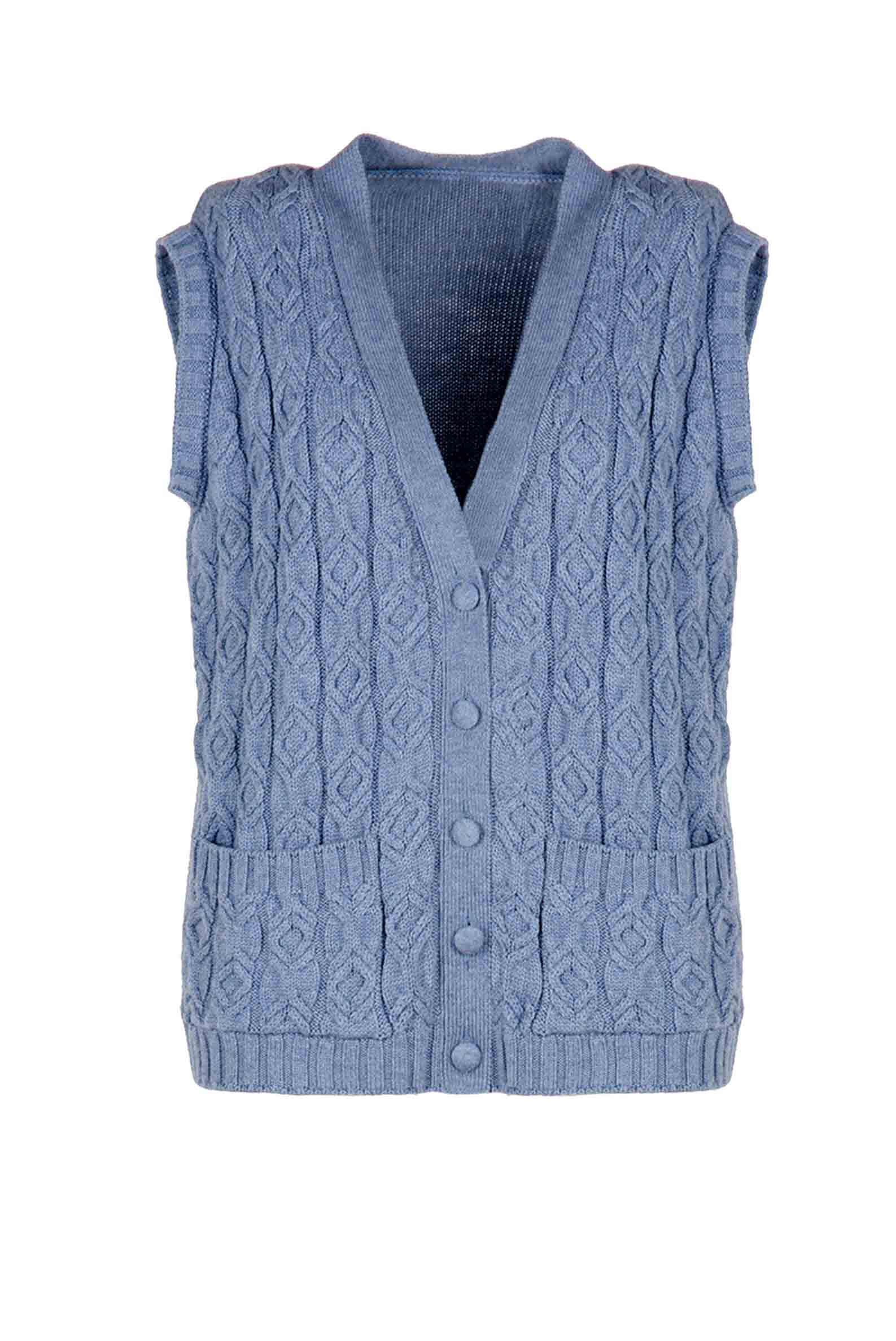 Gilet in lana intrecciata blu