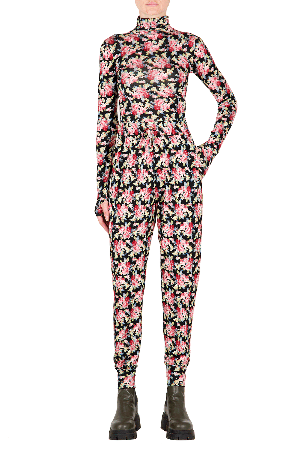 Leggings neri floreali