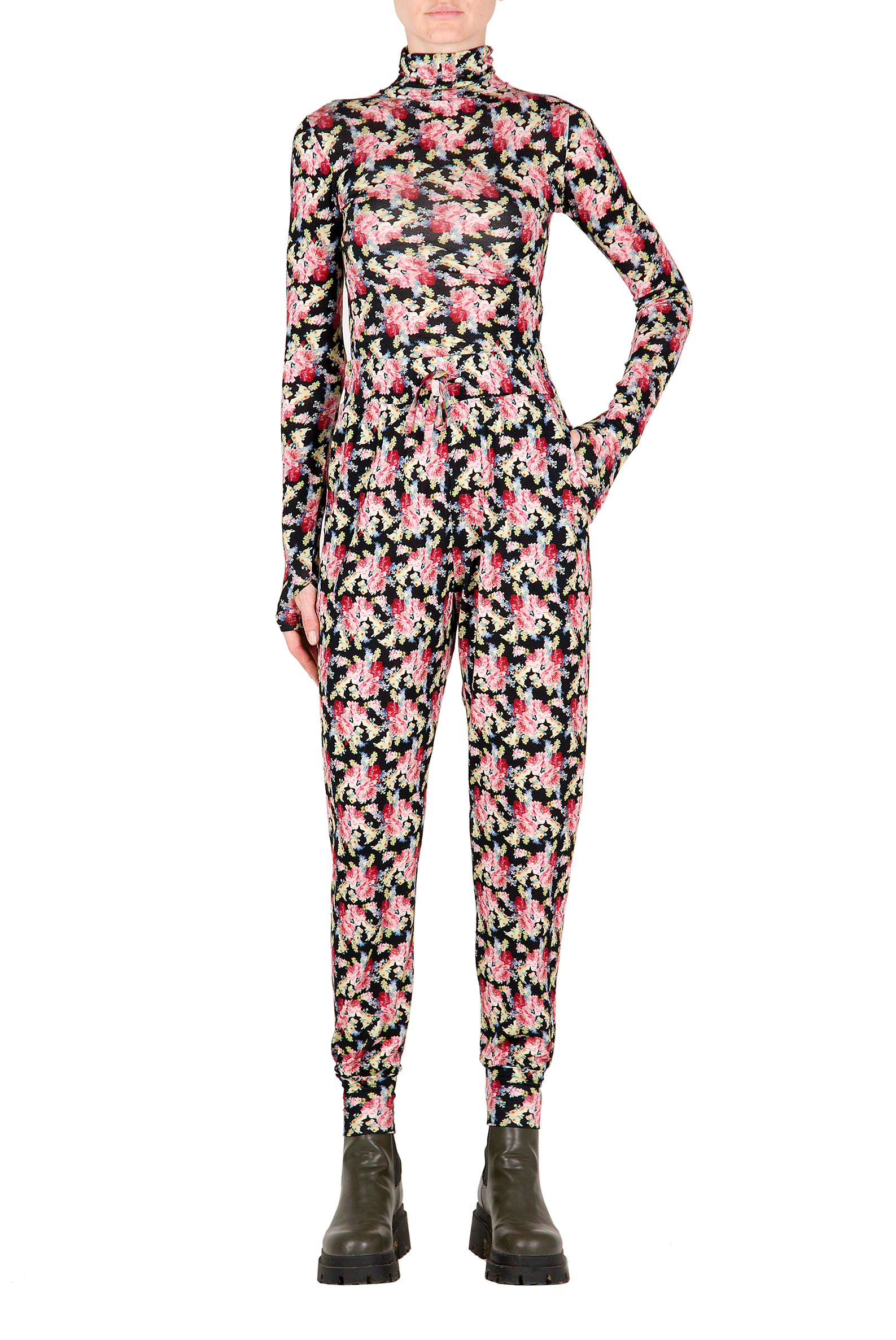 Leggings neri floreali