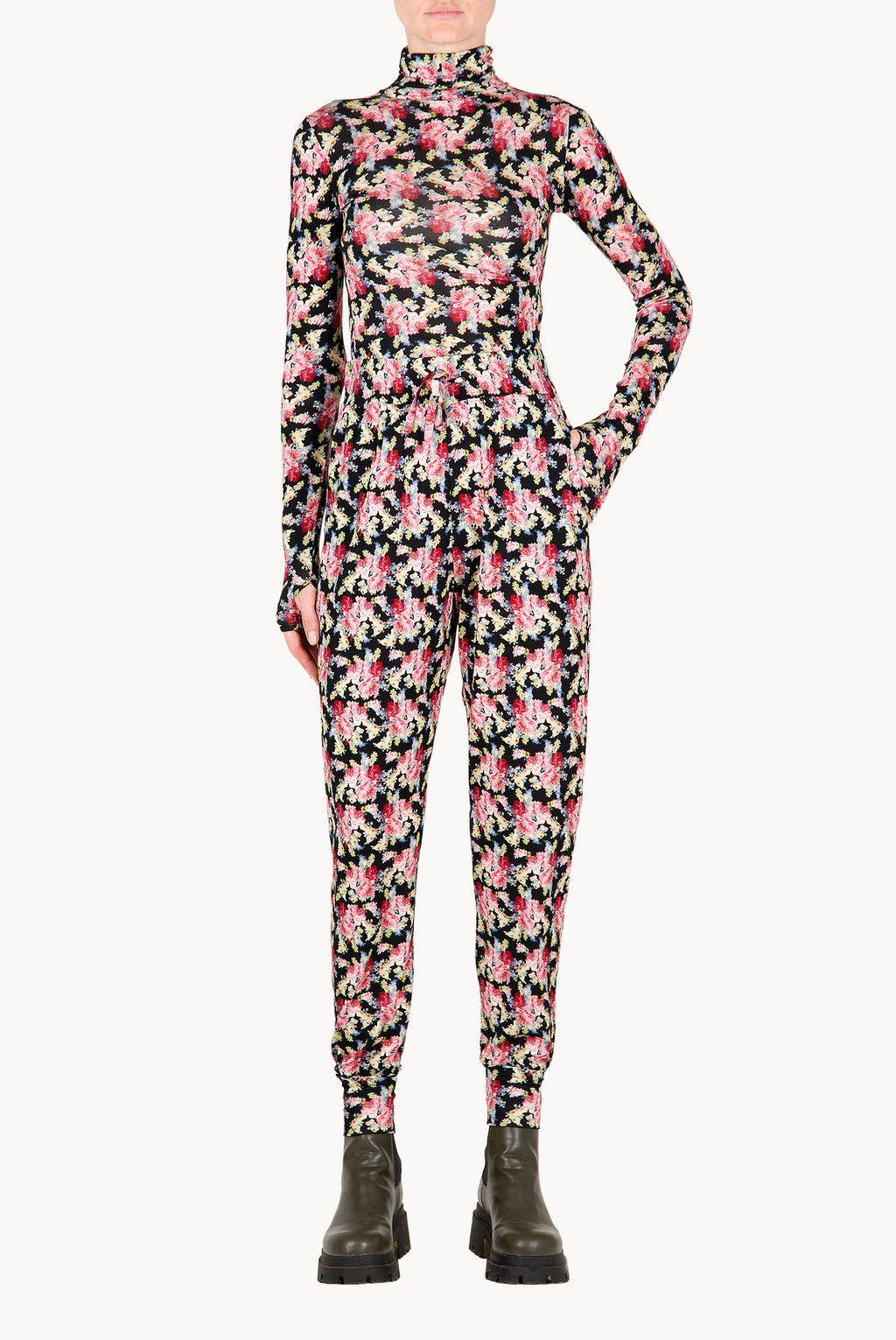 Leggings neri floreali