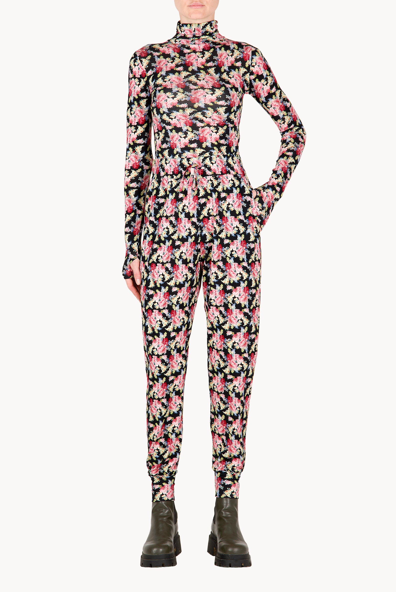 Leggings neri floreali