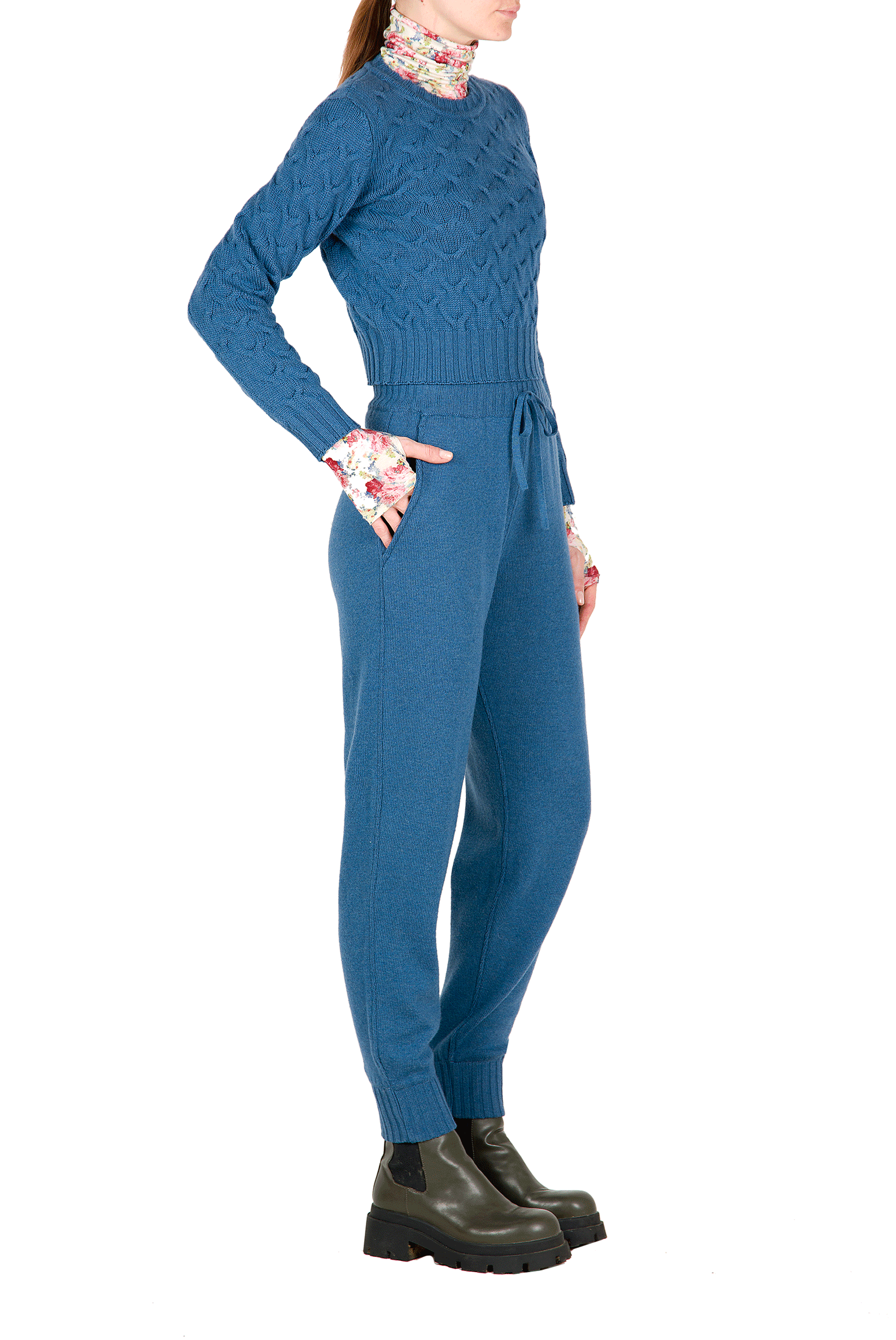 Maglione girocollo in lana con trecce