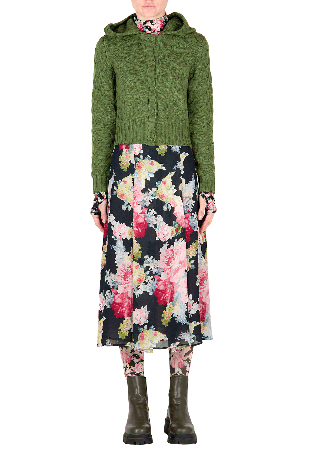 Cardigan in lana con trecce