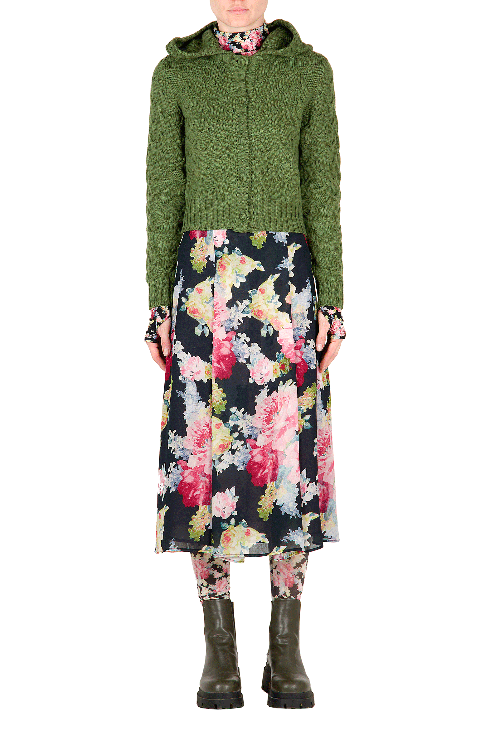 Cardigan in lana con trecce
