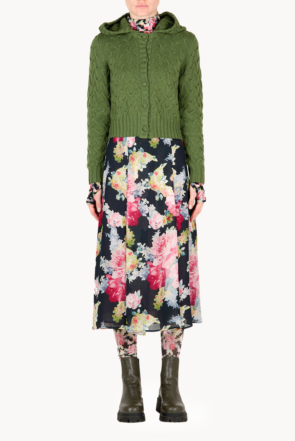 Cardigan in lana con trecce