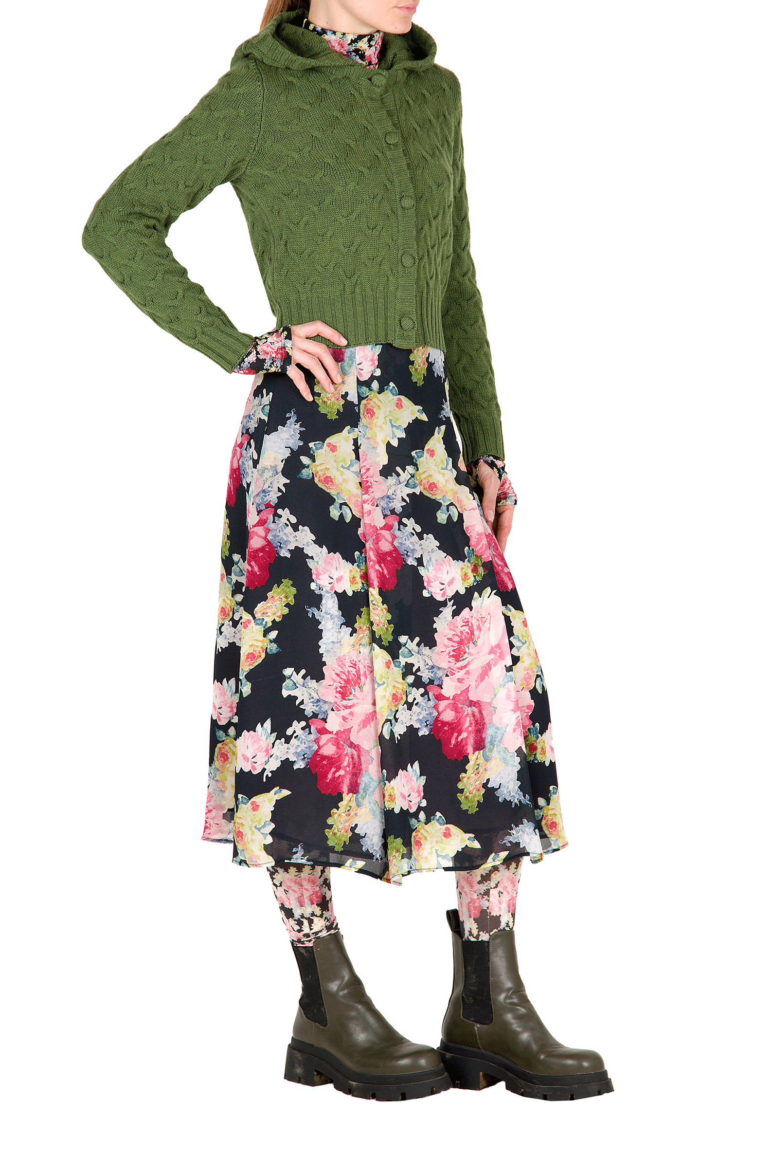 Cardigan in lana con trecce