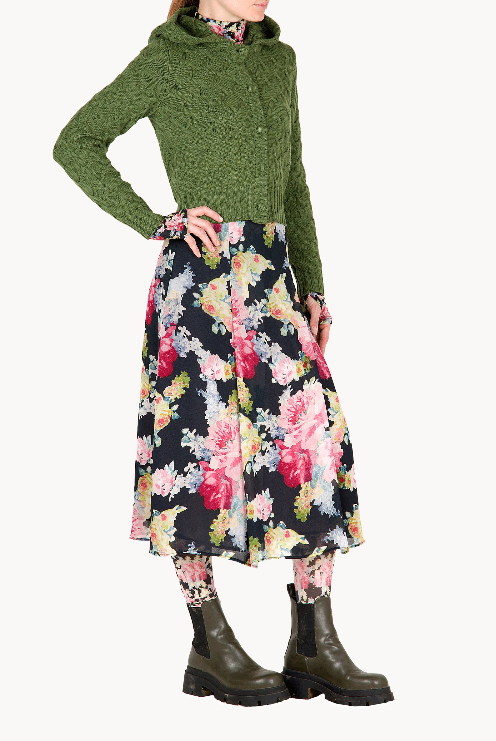 Cardigan in lana con trecce