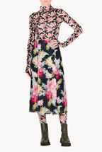 Black Jersey Floral Wool Turtleneck