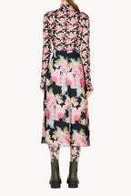 Black Jersey Floral Wool Turtleneck