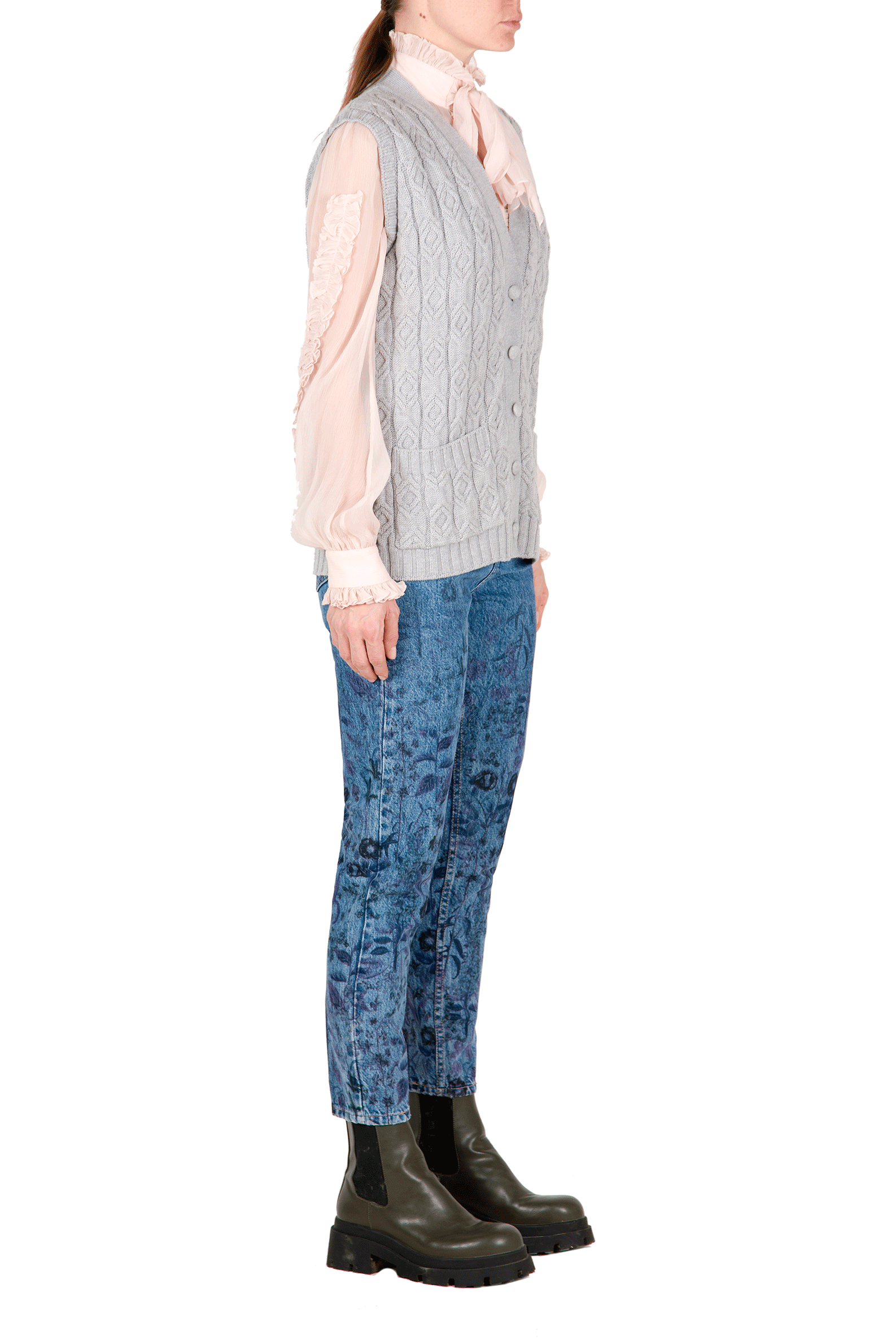 Gilet in lana intrecciata grigio