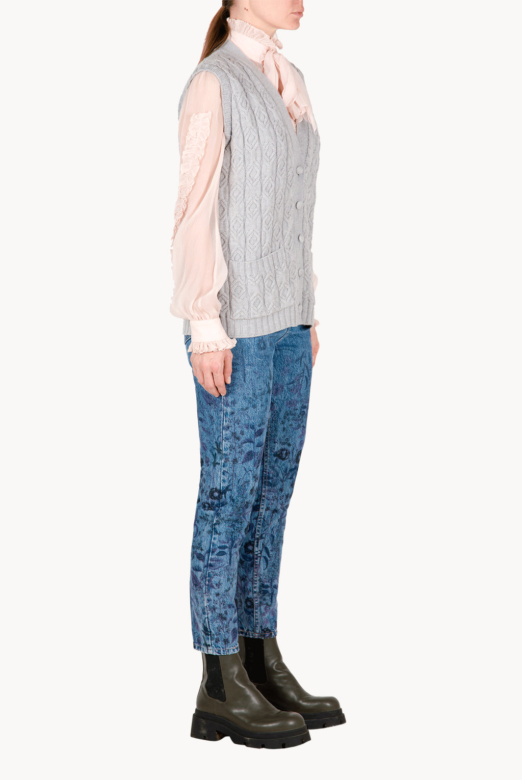 Gilet in lana intrecciata grigio