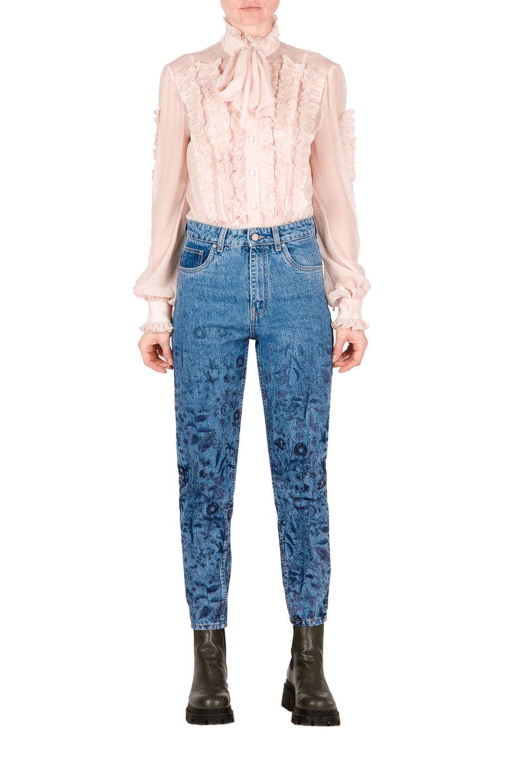 Blusa in chiffon con volant