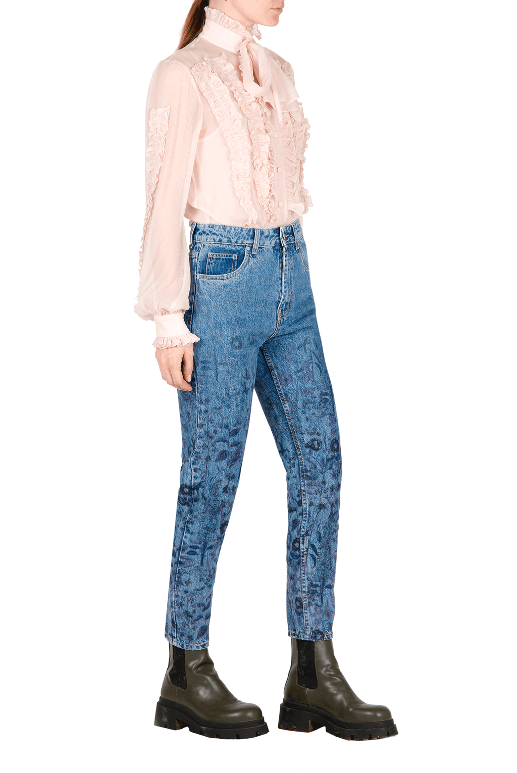 Blusa in chiffon con volant