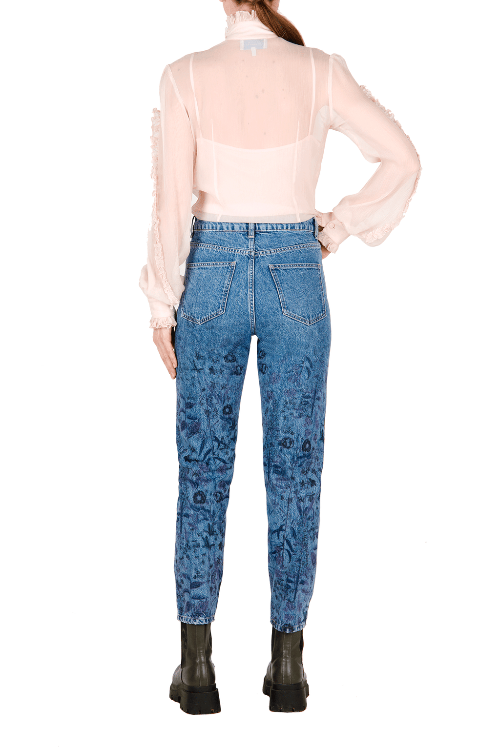 Blusa in chiffon con volant