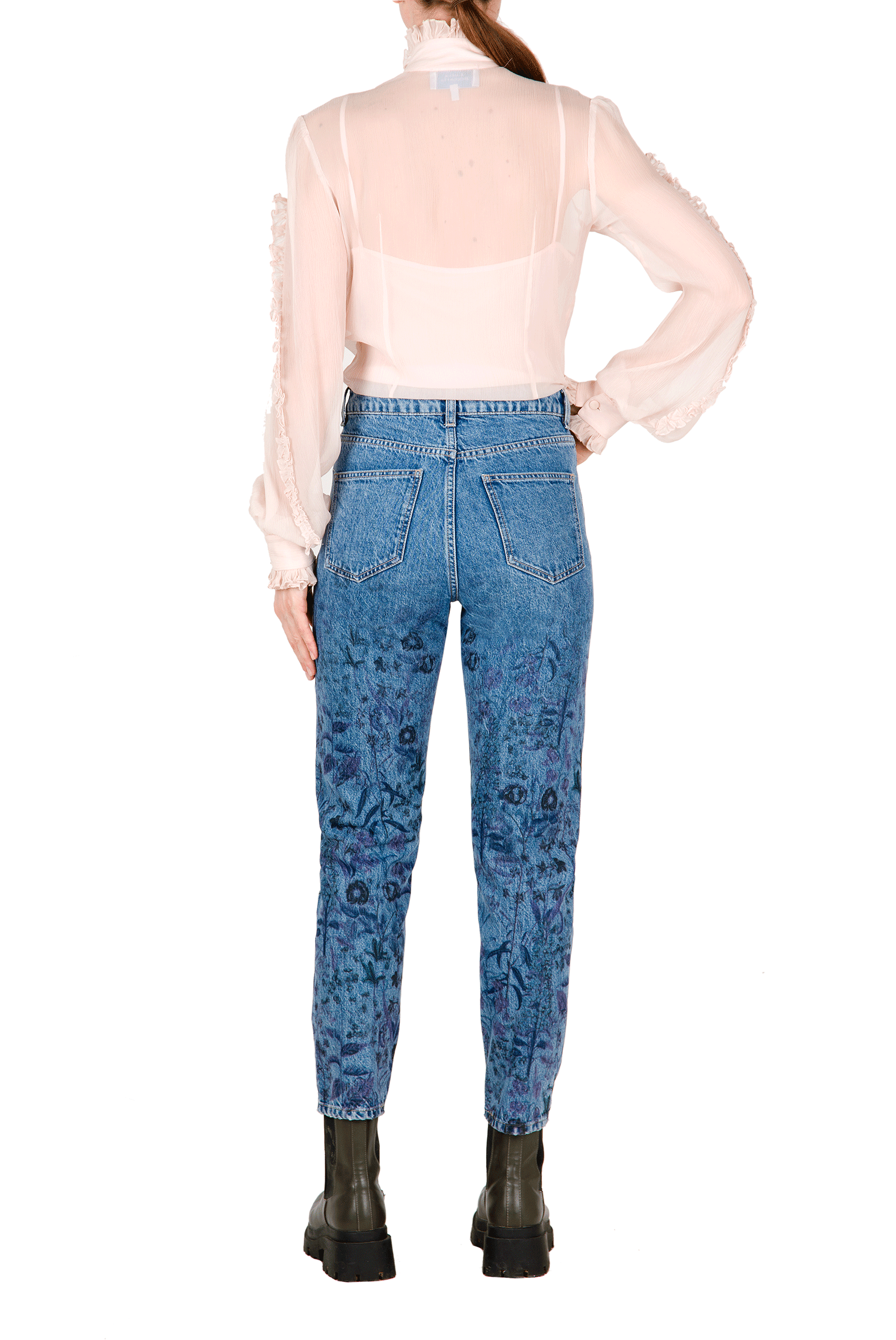 Blusa in chiffon con volant