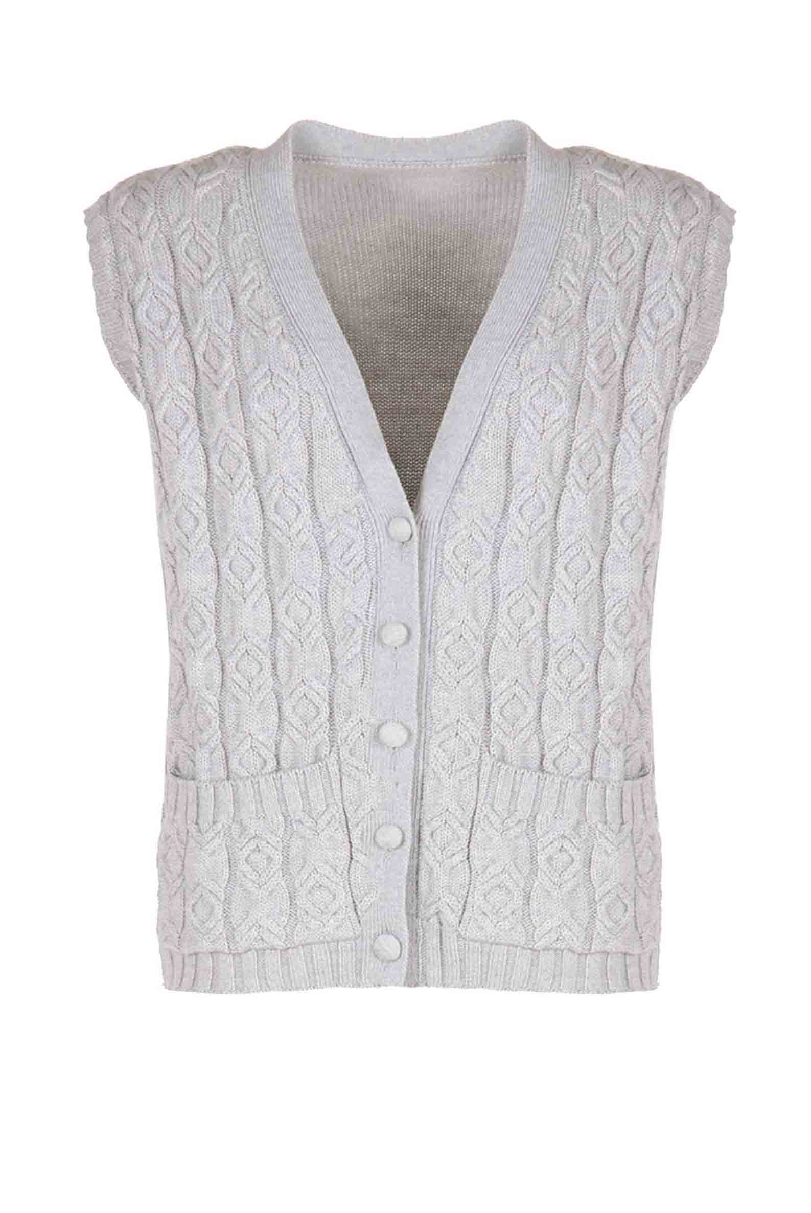 Gilet in lana intrecciata grigio