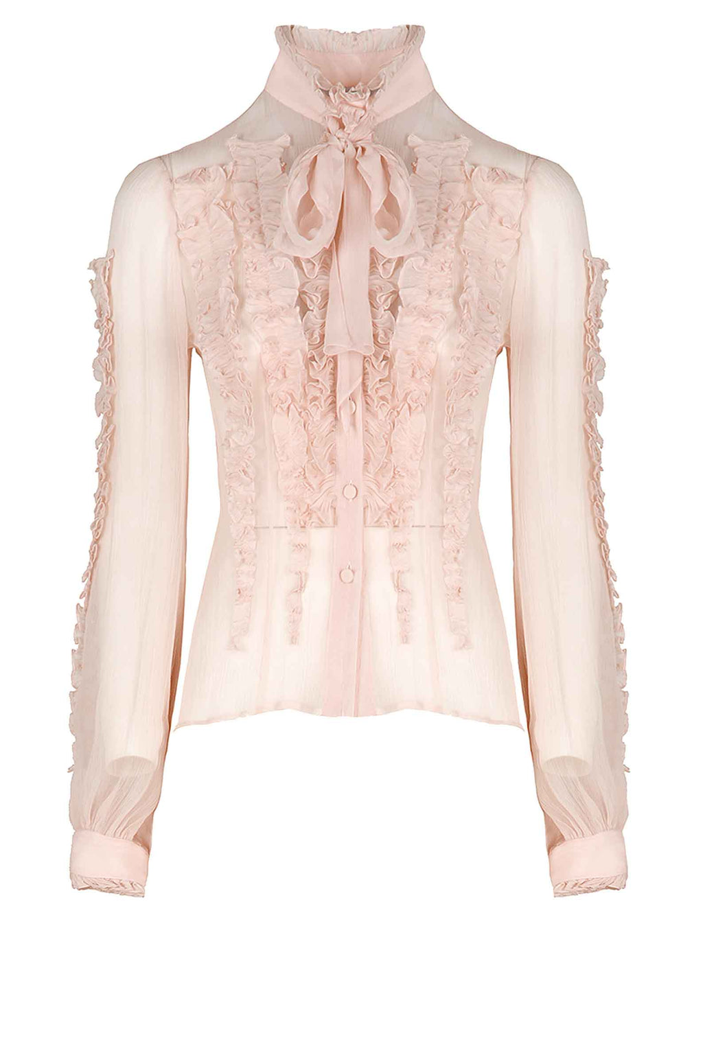 Blusa in chiffon con volant