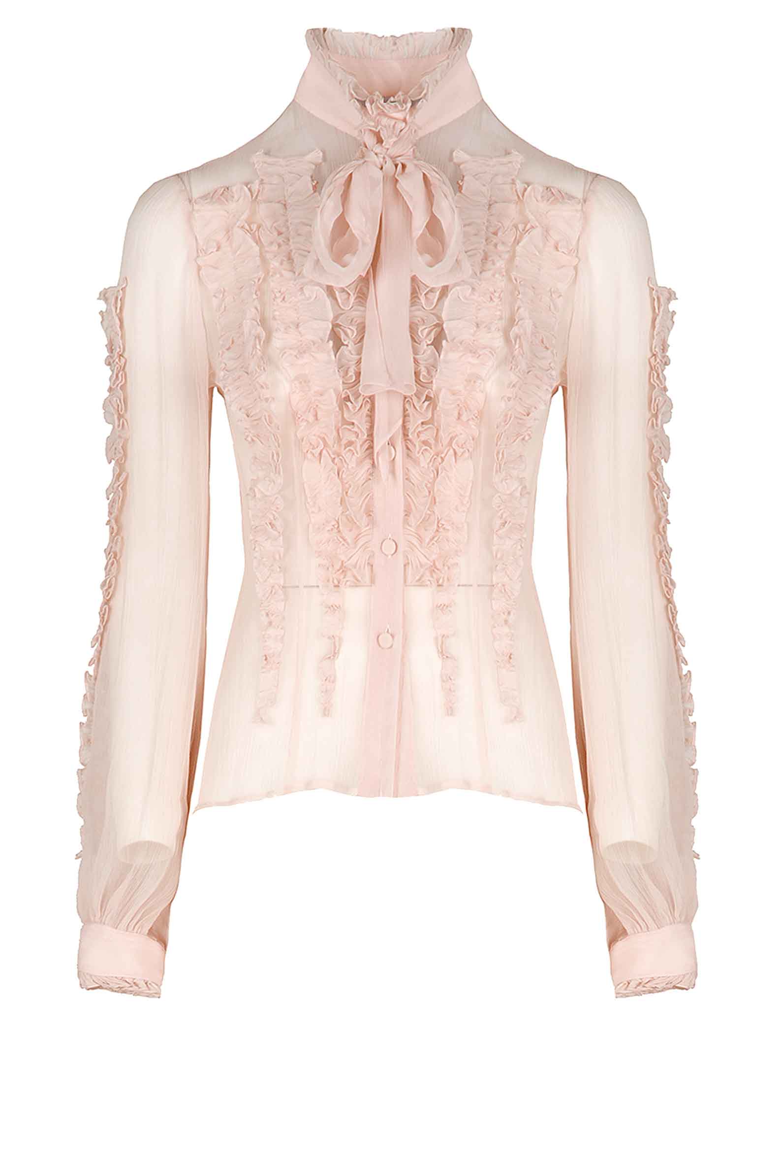 Blusa in chiffon con volant