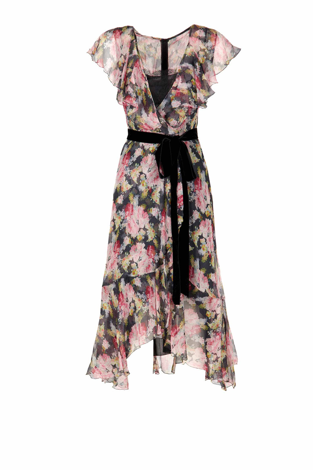 Abito avvolgente in chiffon floreale