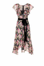 Abito avvolgente in chiffon floreale
