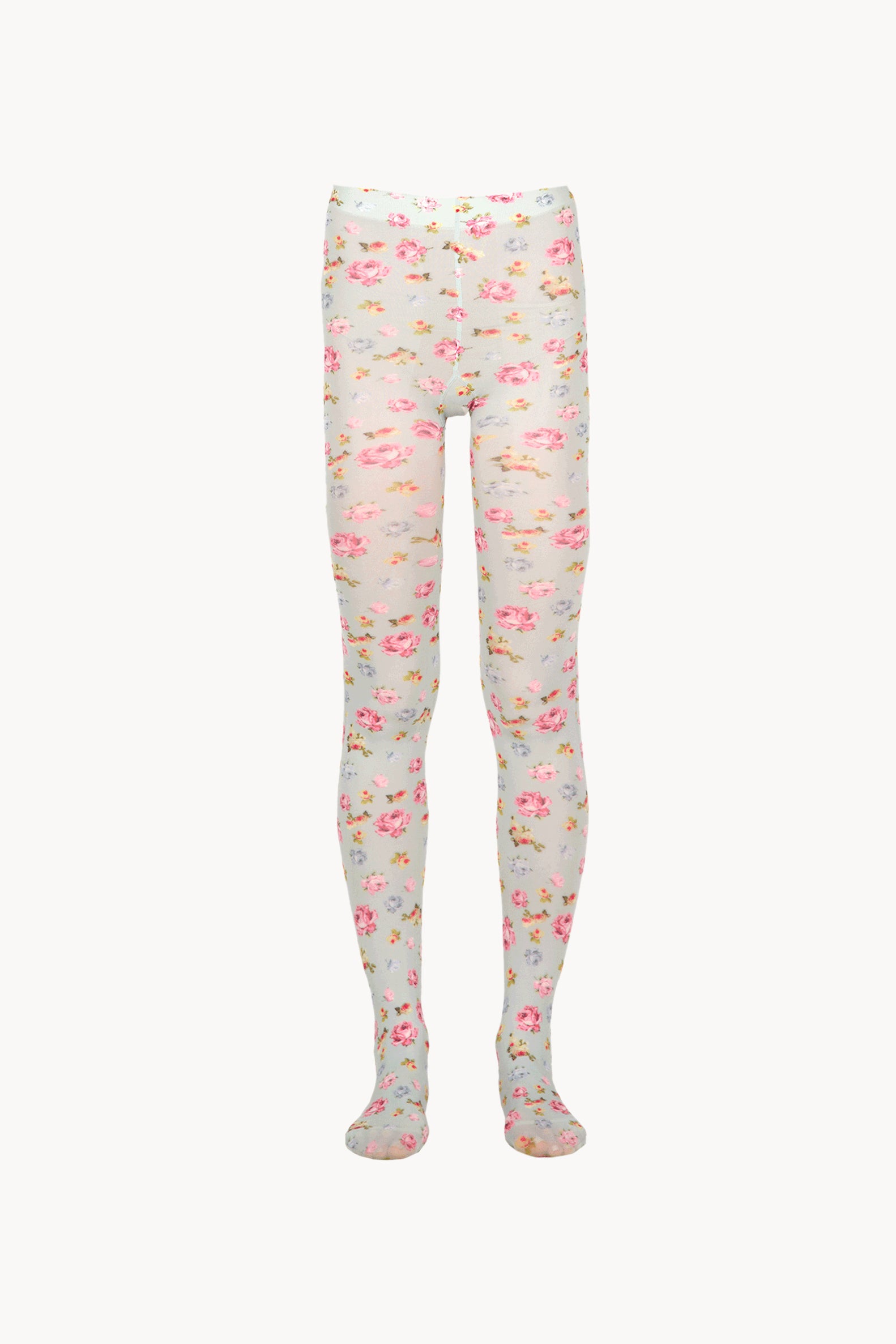 Lycra Tights Small Roses Grey