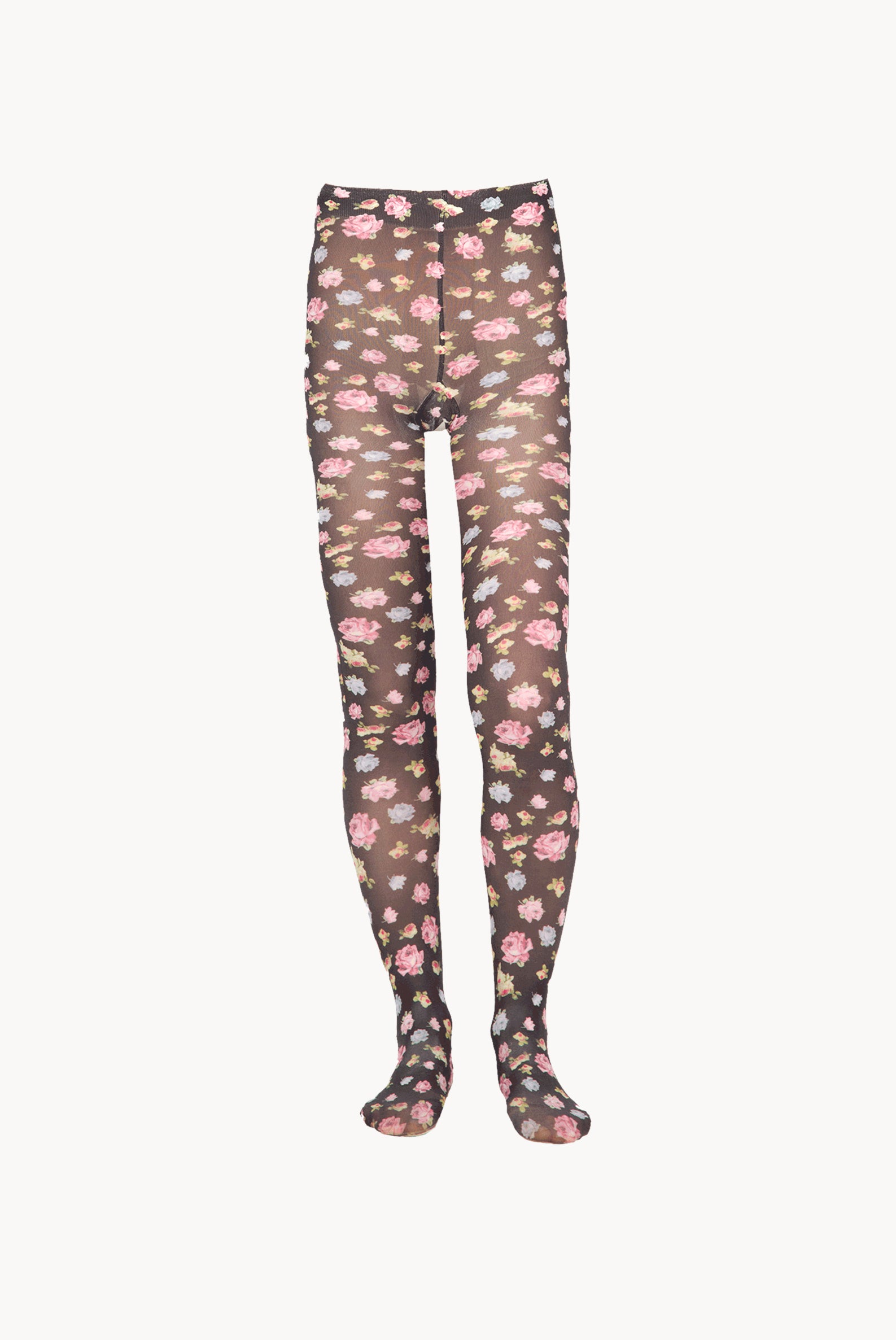 Collant in lycra con piccole rose nere