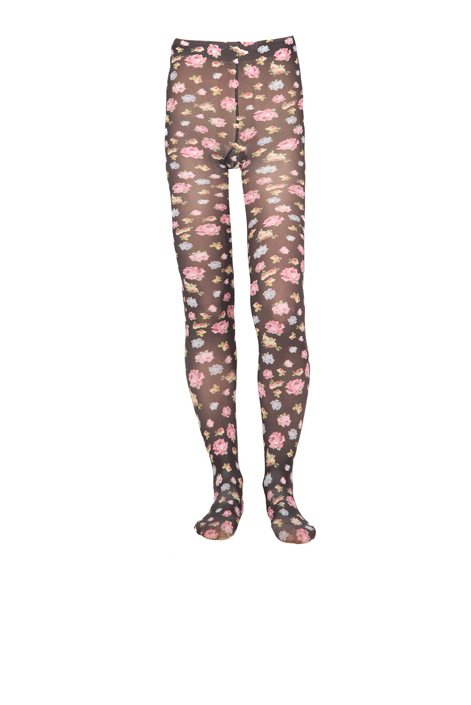 Collant in lycra con piccole rose nere