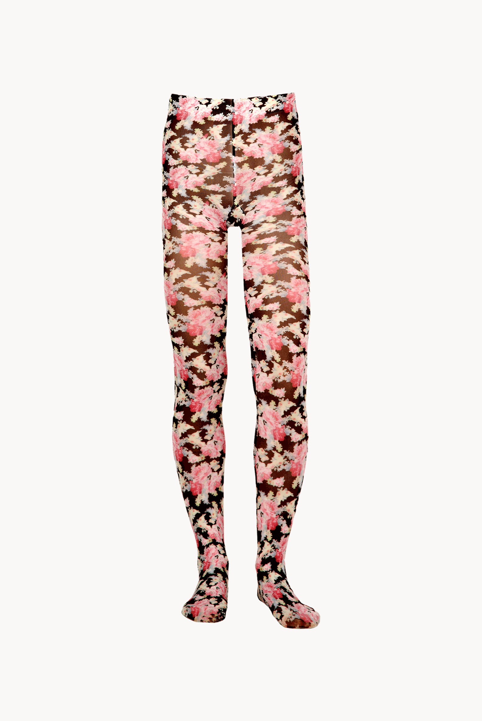 Collant in lycra con motivo floreale giardino nero