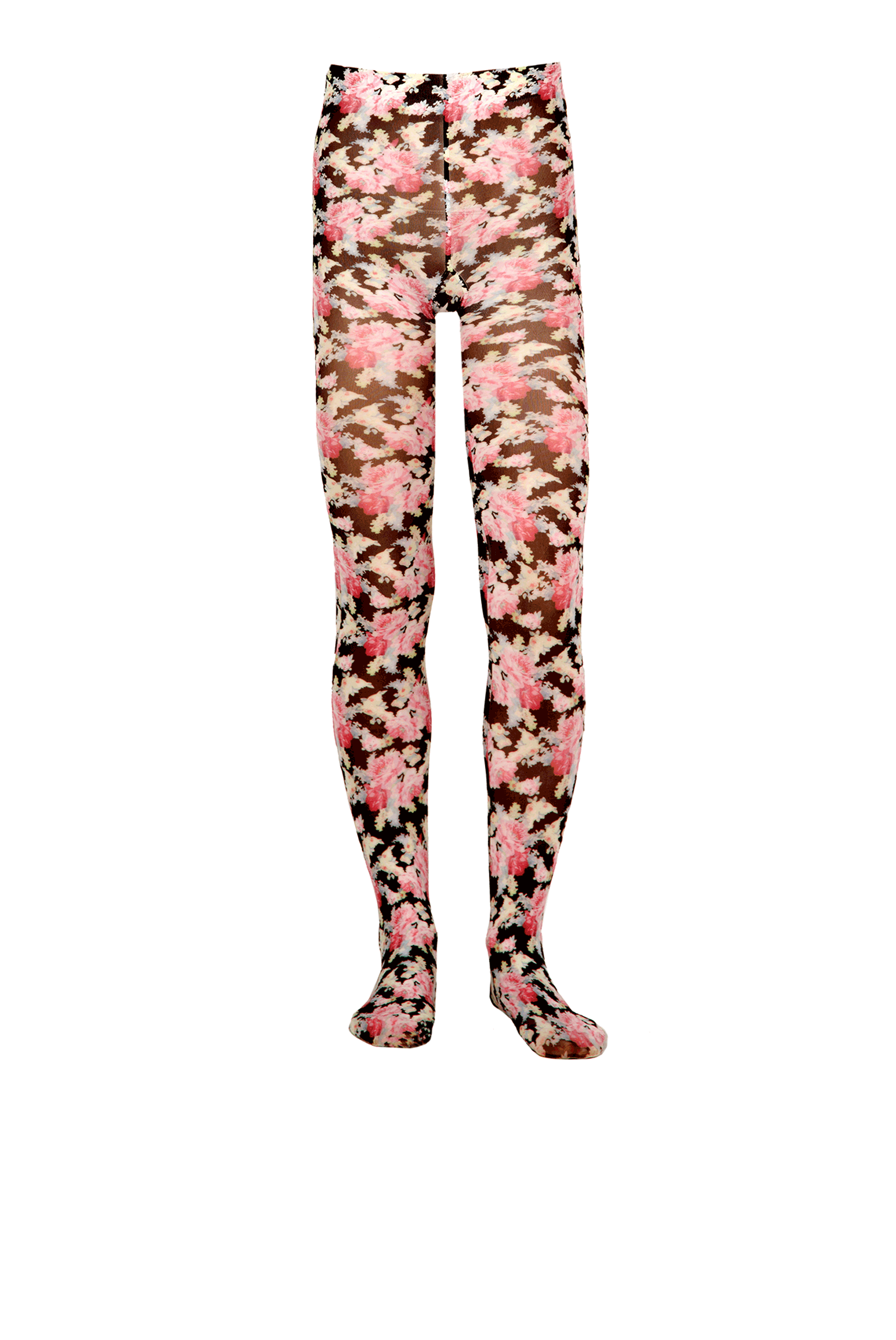Collant in lycra con motivo floreale giardino nero