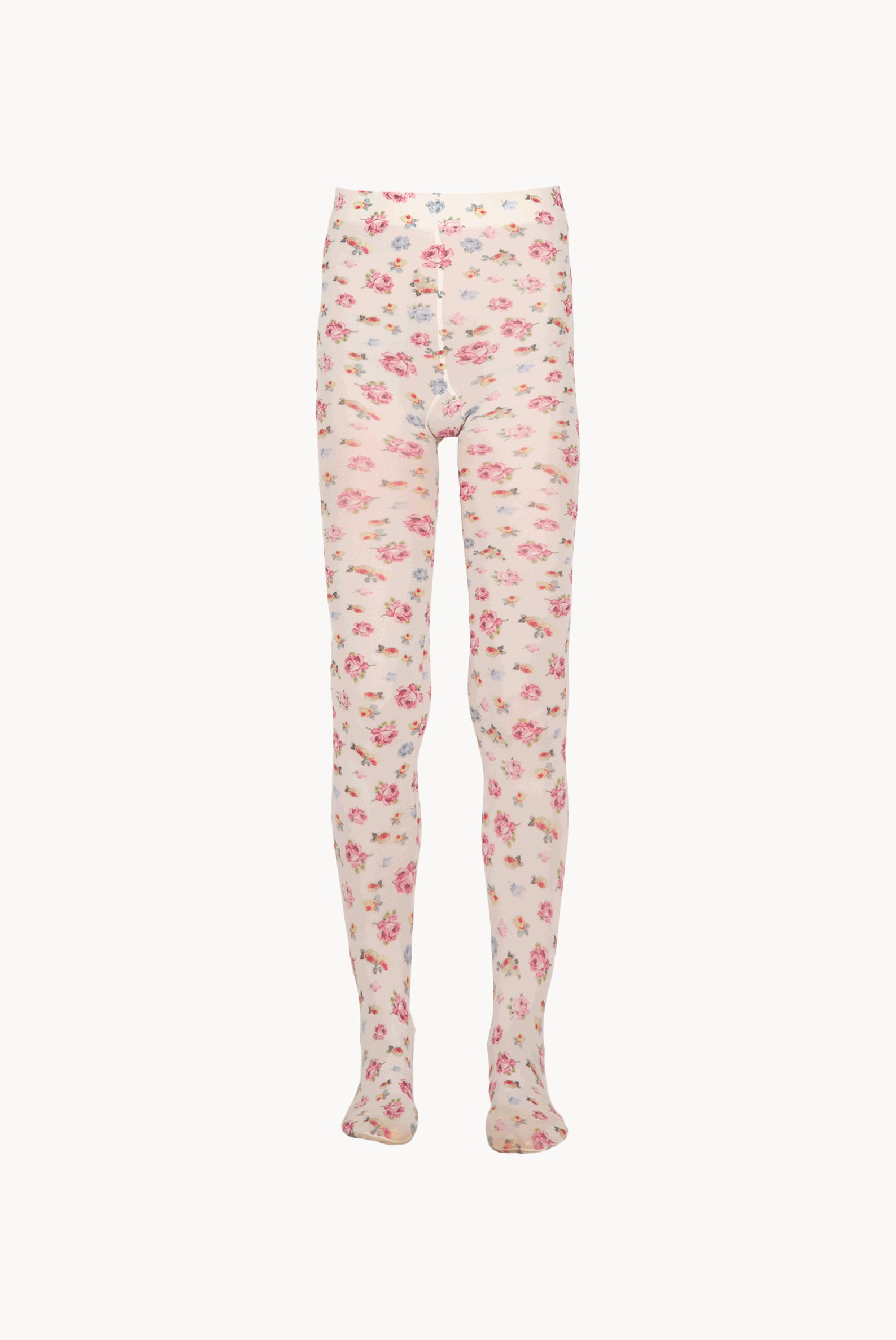 Collant in lycra con piccole rose crema